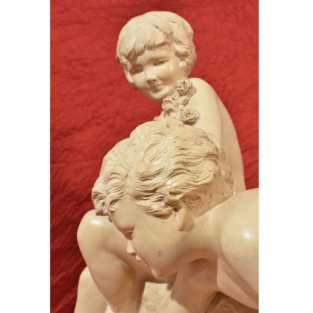 6 STTE70 art deco sculpture antique statues children terracotta cipriani XX century.jpg